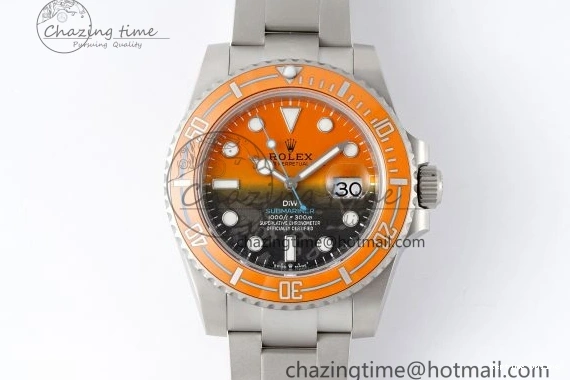 0411 Bold Submariner DIW Sandblasted VSF 1:1 Best Edition Orange Ceramic Bezel Orange Black Dial on SS Bracelet VS 2053